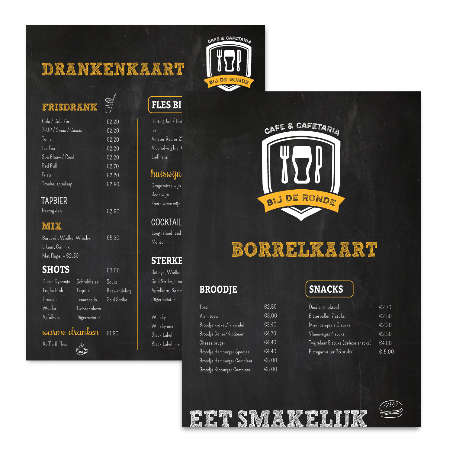 Bij de Ronde Café & Cafetaria - Borrelkaart